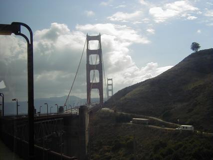 Golden Gate Bridge from the tour bus<br>Location: <a href="https://www.google.com/maps/search/?api=1&query=37.83212,-122.48067" target="_new">Highway 101</a>